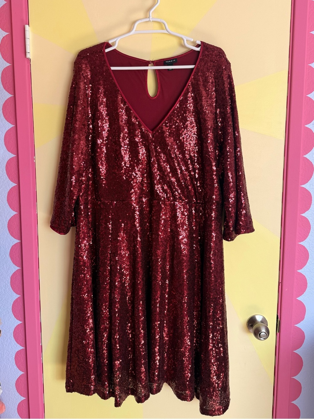 Torrid Burgundy Sequin Skater Mini Party Dress 3X